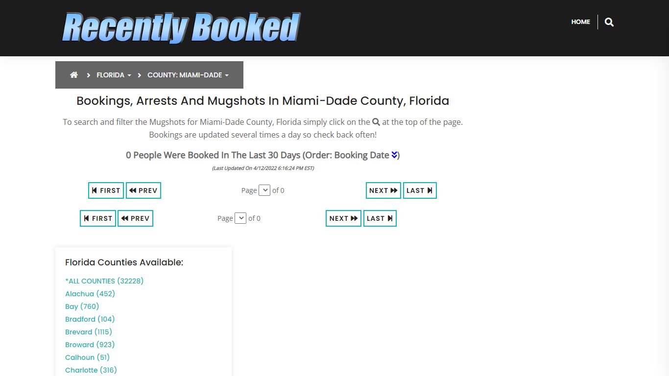 Bookings, Arrests and Mugshots in Miami-Dade County, Florida